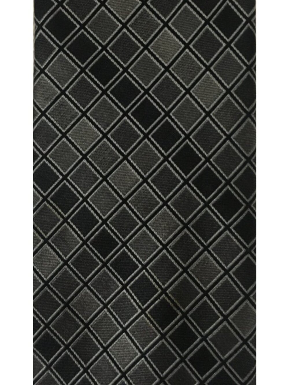 George Neck Tie Black Gray Charcoal Gray Check Pattern Silk 3.75 in 57 in Long